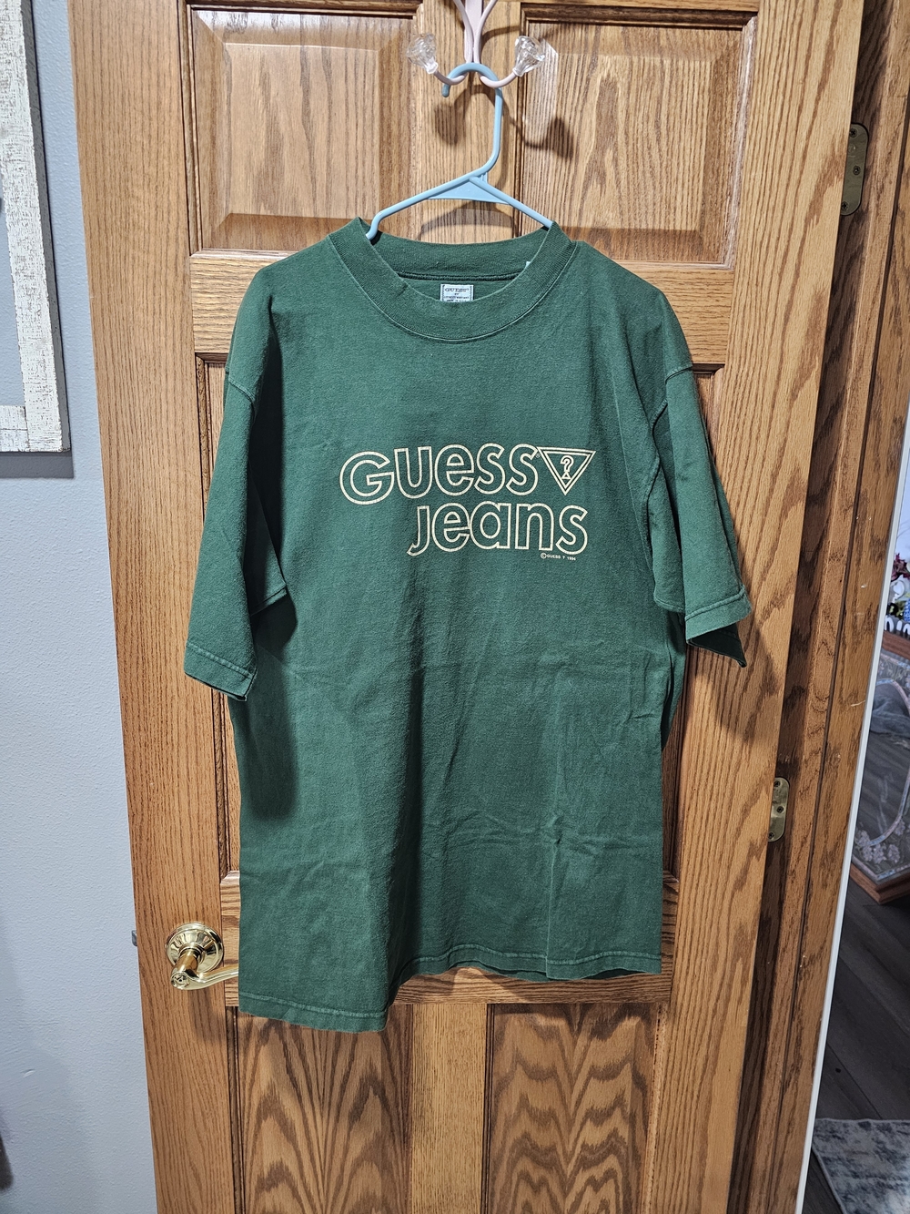 Vintage 90's GUESS Jeans Green Logo Tee